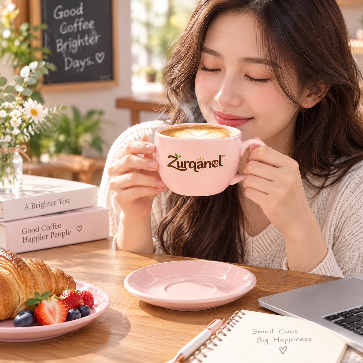 Zurqanel™ Couple Ceramic Mug Set – Shared Coffee Moments